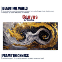 Spectacular Dark Black and Golden Abstract Wooden Wall Painting