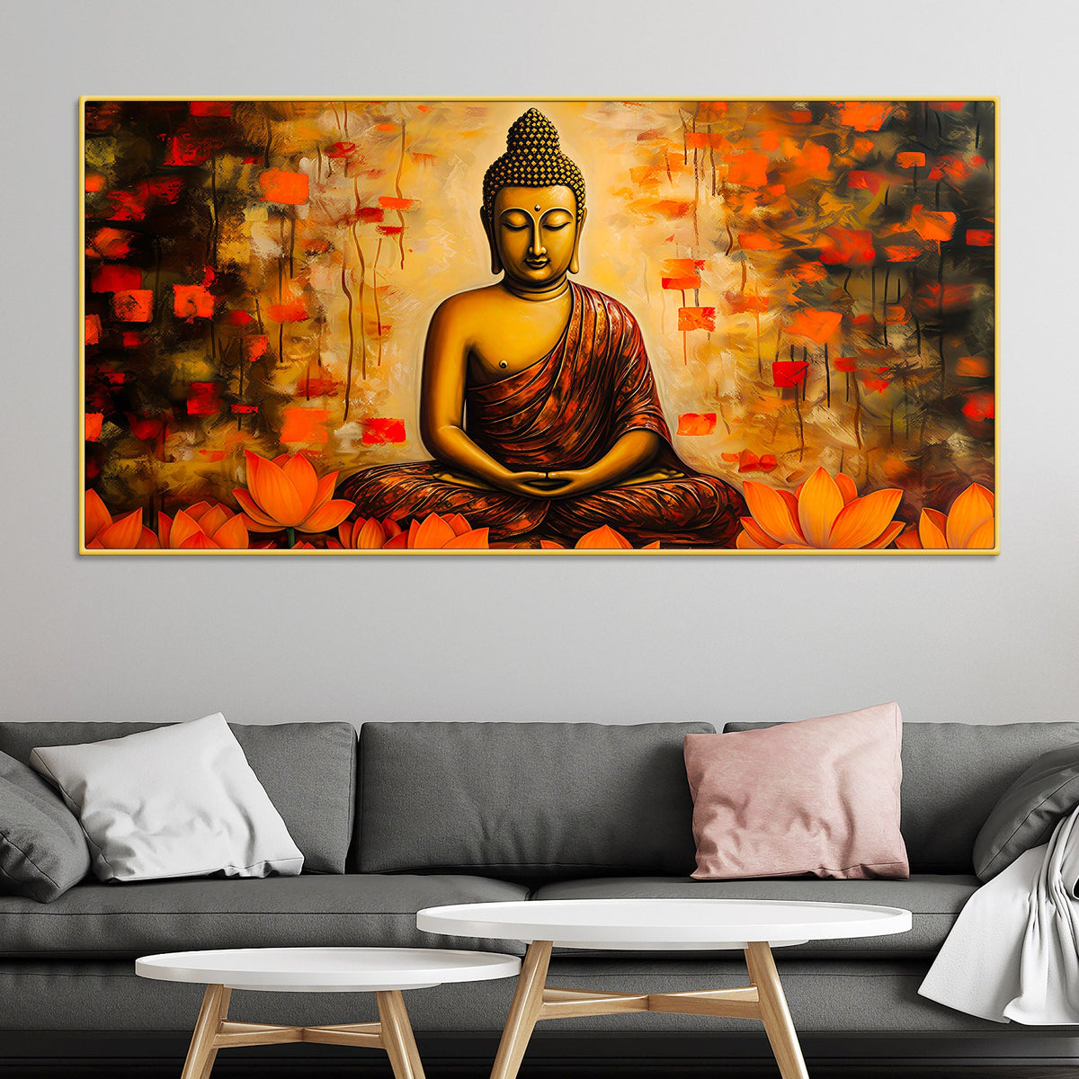 Spiritual Buddha Canvas Wall Painting for Calm Home Decor