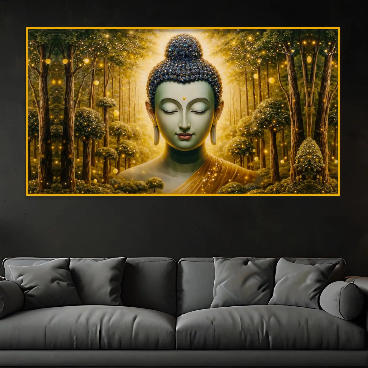Spiritual Buddha Crystal Glass Luxury Wall Painting