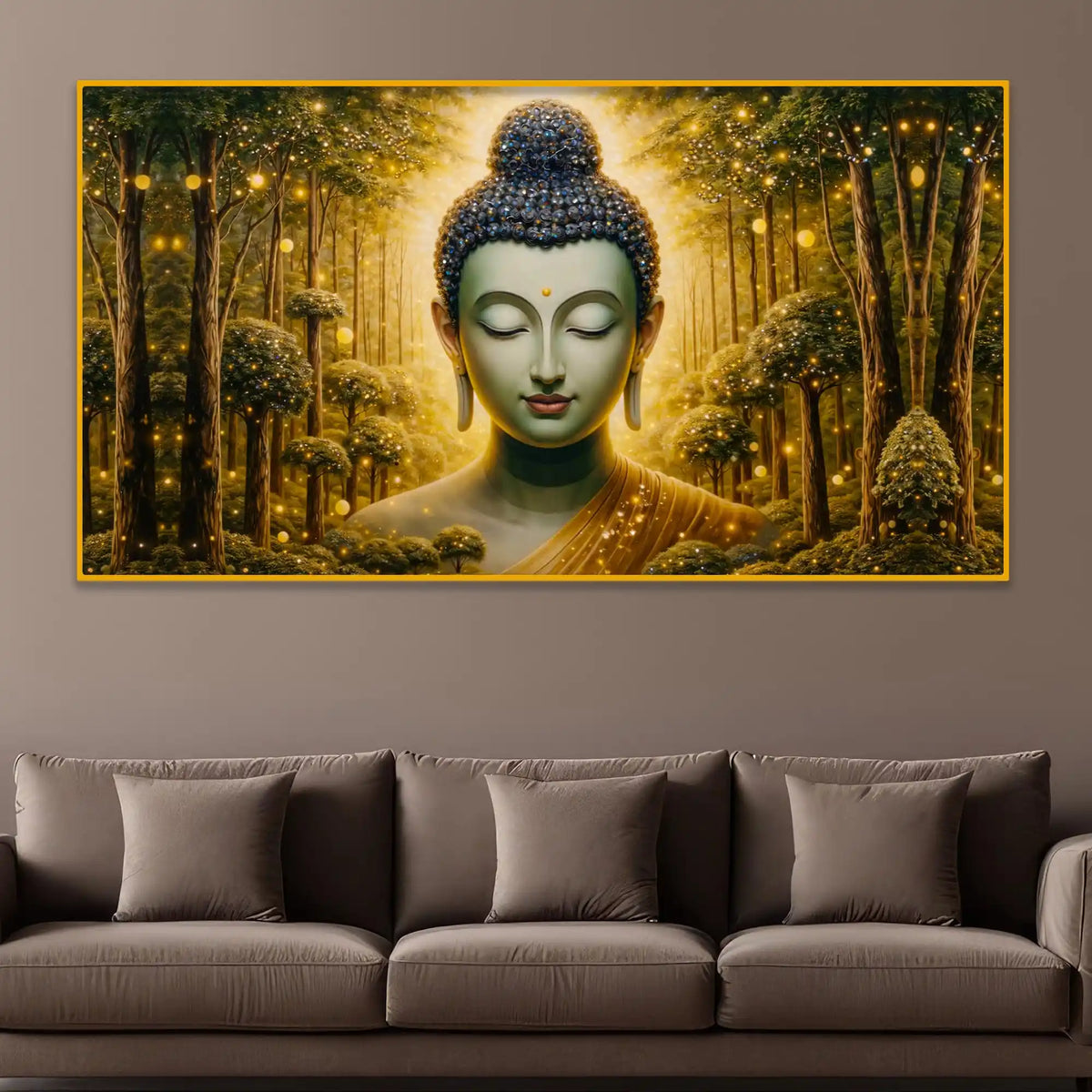 Spiritual Buddha Crystal Glass Luxury Wall Painting