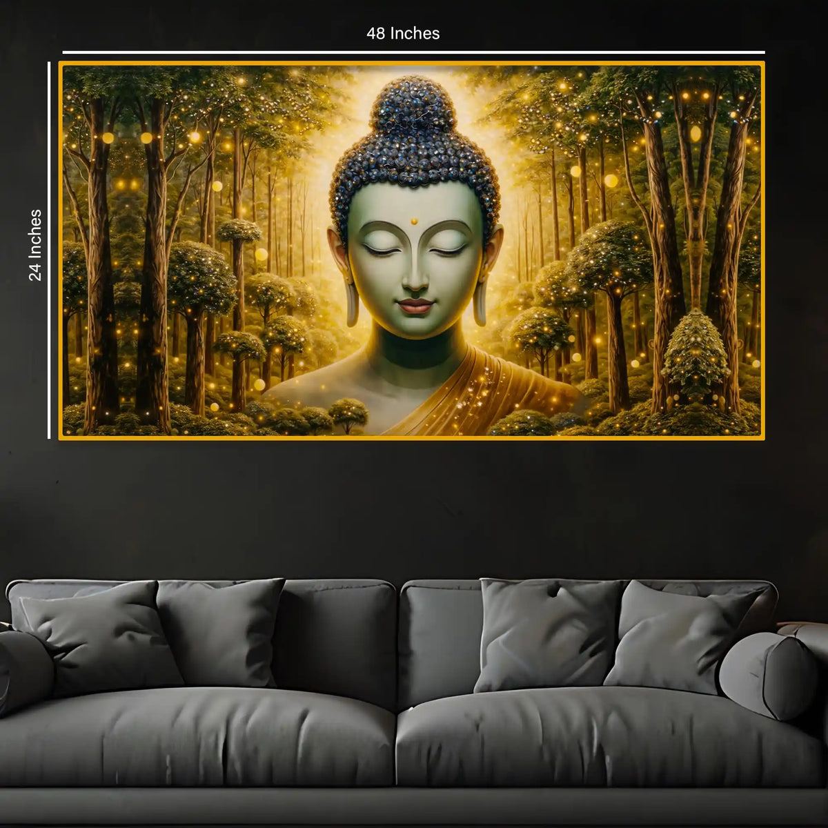 Spiritual Buddha Crystal Glass Luxury Wall Painting