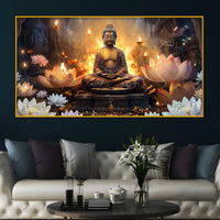 Spiritual Buddha Crystal Glass Painting for Living Room Décor
