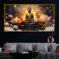 Spiritual Buddha Crystal Glass Painting for Living Room Décor