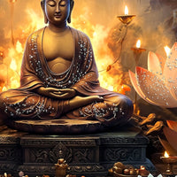 Spiritual Buddha Crystal Glass Painting for Living Room Décor