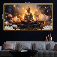 Spiritual Buddha Crystal Glass Painting for Living Room Décor