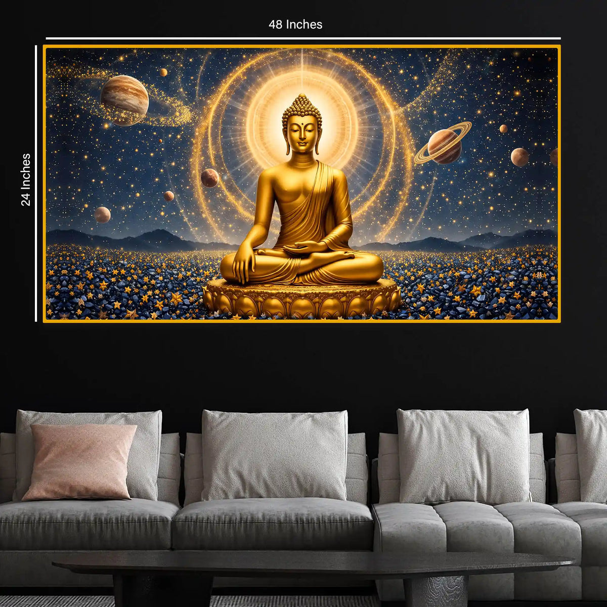 Spiritual Buddha Crystal Glass Painting for Luxury Home Décor