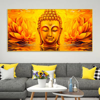 Spiritual Buddha Wall Painting with Lotus Artwork