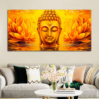 Spiritual Buddha Wall Painting with Lotus Artwork