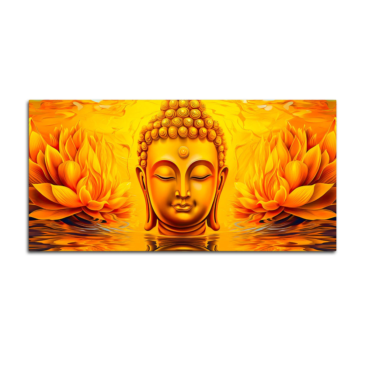 Spiritual Buddha Wall Painting with Lotus Artwork