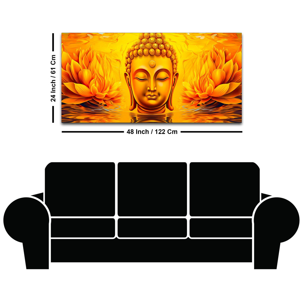 Spiritual Buddha Wall Painting with Lotus Artwork