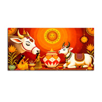 Spiritual Cow Ritual Wall Painting | Positive Energy Home Decor
