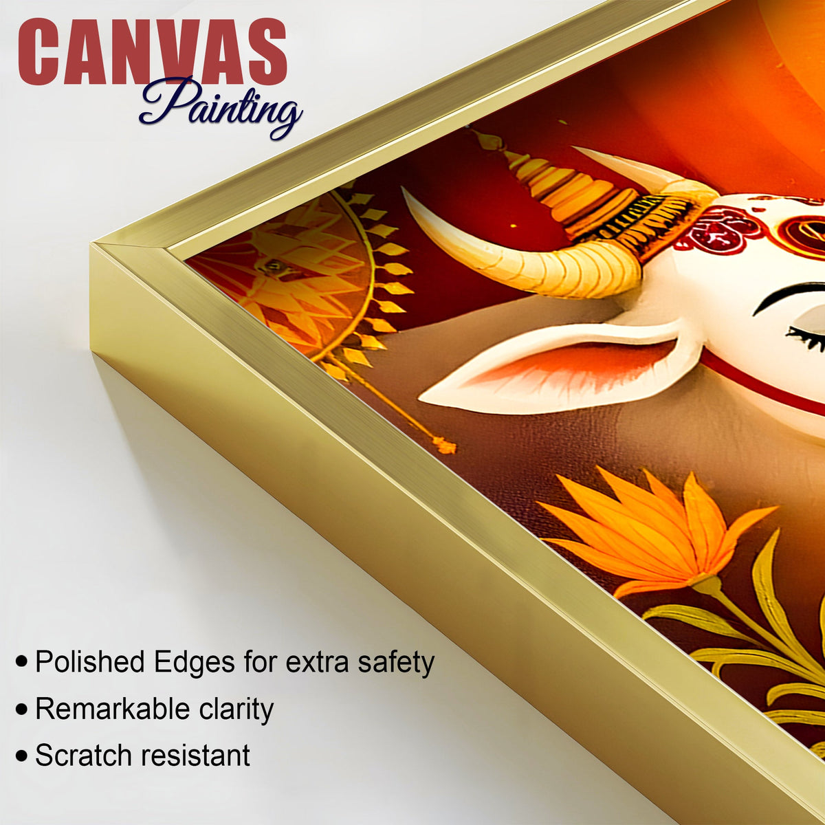 Spiritual Cow Ritual Wall Painting | Positive Energy Home Decor