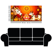 Spiritual Cow Ritual Wall Painting | Positive Energy Home Decor
