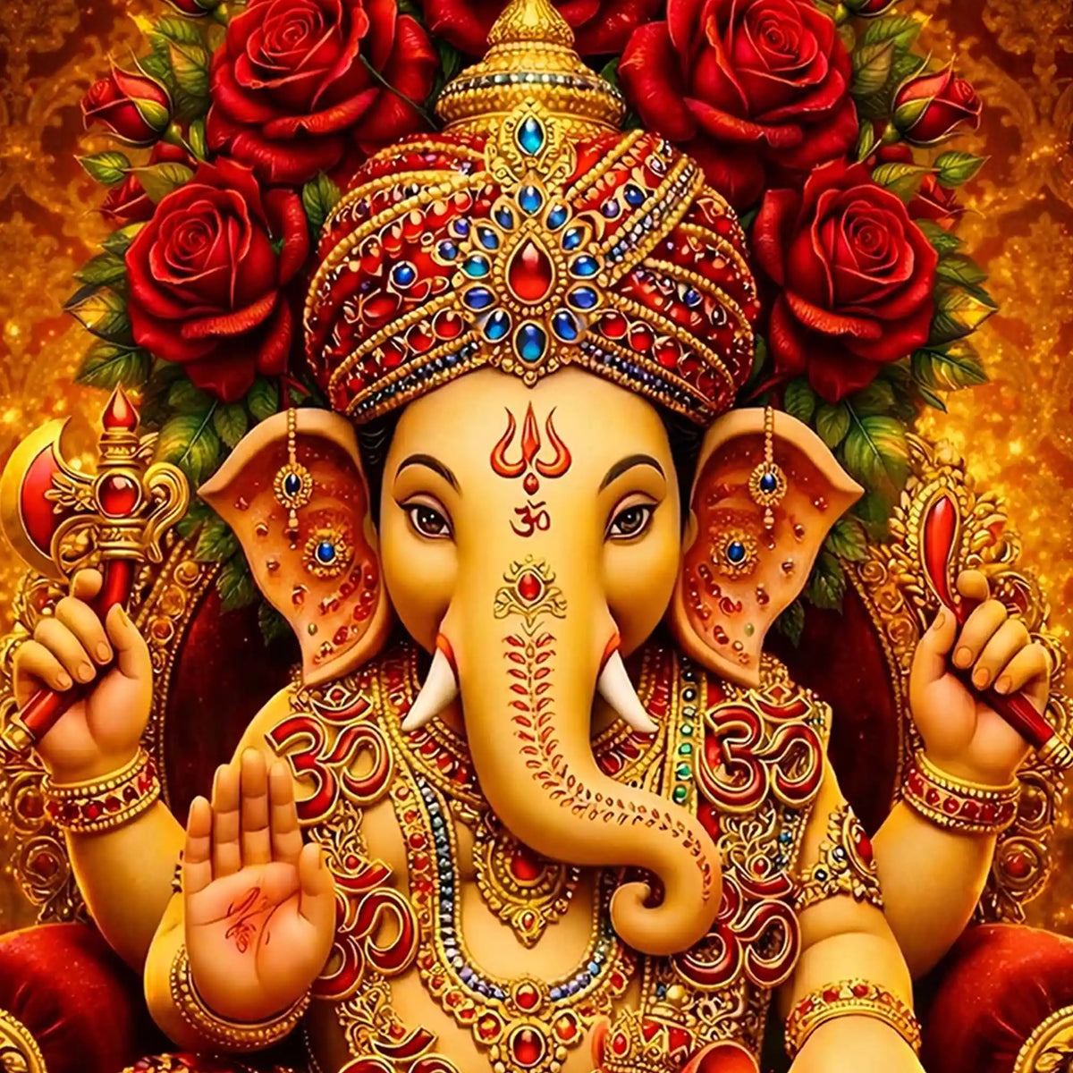 Spiritual Ganesha Portrait Floating Frame Crystal Wall Painting