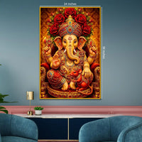 Spiritual Ganesha Portrait Floating Frame Crystal Wall Painting
