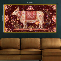 Spiritual Gau Mata Blessing Art Crystal Glass Wall Painting for Peaceful Home Ambience