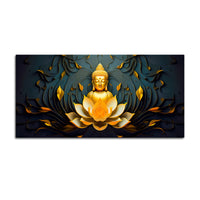 Spiritual Gautam Buddha Canvas Painting with Lotus Base