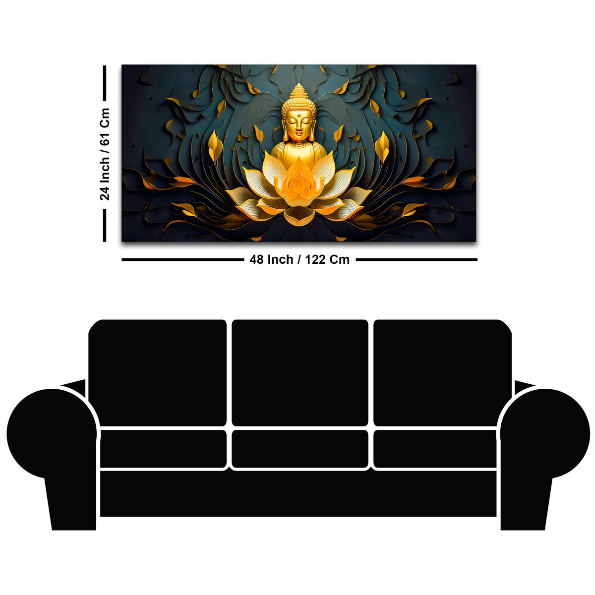 Spiritual Gautam Buddha Canvas Painting with Lotus Base