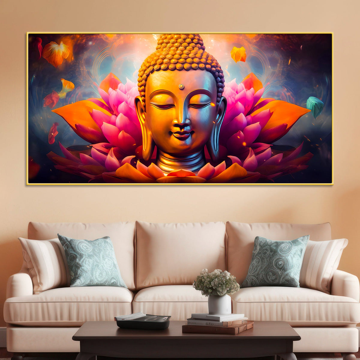 Spiritual Gautam Buddha Wall Painting for Living Spaces