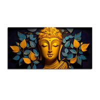 Spiritual Gautam Buddha Wall Painting with Elegant Leaf Art