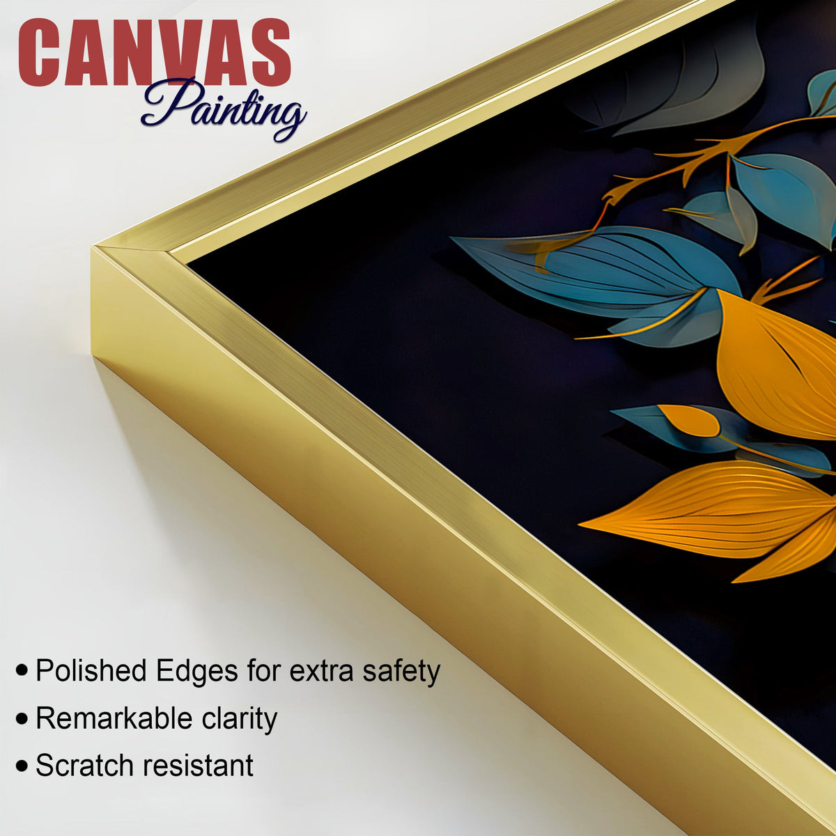 Spiritual Gautam Buddha Wall Painting with Elegant Leaf Art
