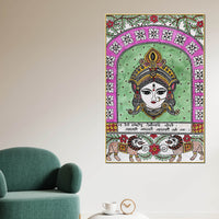 Spiritual Goddess Durga Madhubani Canvas Wall Painting