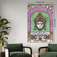 Spiritual Goddess Durga Madhubani Canvas Wall Painting