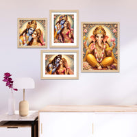 Spiritual Hindu God Art Wall Frame Set of Four