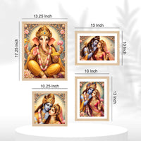 Spiritual Hindu God Art Wall Frame Set of Four