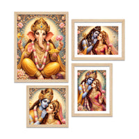 Spiritual Hindu God Art Wall Frame Set of Four