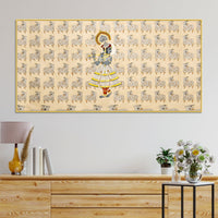 Spiritual Krishna & Gau Mata Pichwai Canvas Wall Painting – Divine Wall Decor