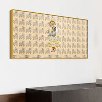 Spiritual Krishna & Gau Mata Pichwai Canvas Wall Painting – Divine Wall Decor