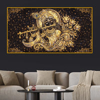 Spiritual Lord Krishna Crystal Glass Wall Painting for Home Temple Décor