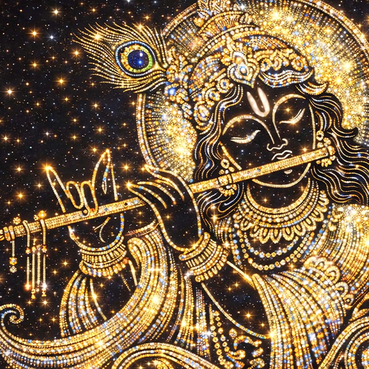 Spiritual Lord Krishna Crystal Glass Wall Painting for Home Temple Décor