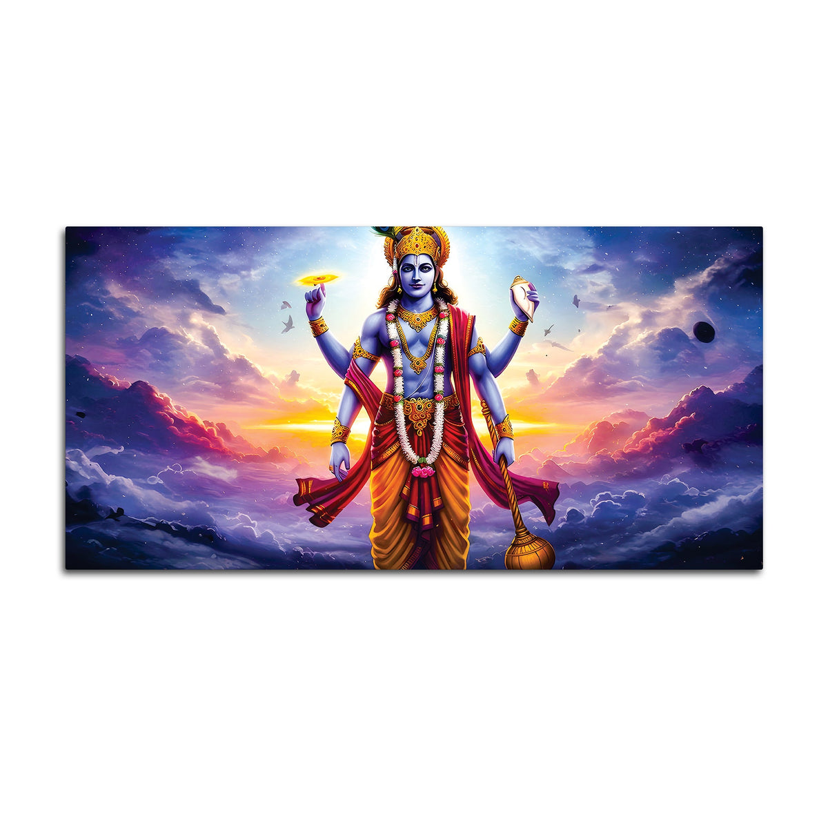 Spiritual Lord Vishnu Canvas Wall Painting for Home & Office