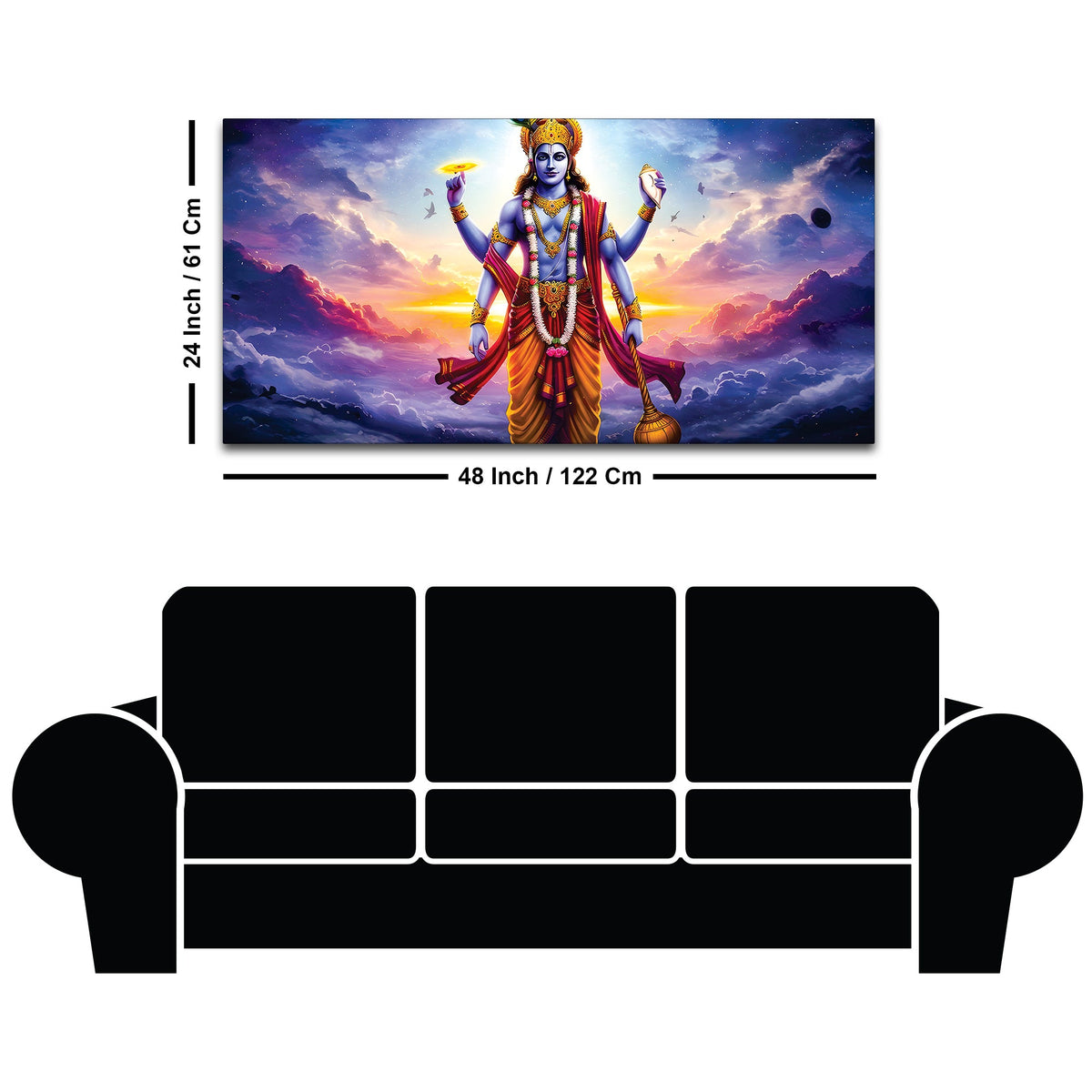 Spiritual Lord Vishnu Canvas Wall Painting for Home & Office