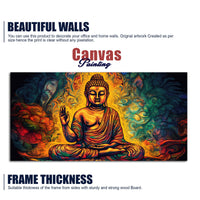 Spiritual Peaceful Gautam Buddha Textured Art Wooden Wall Painting