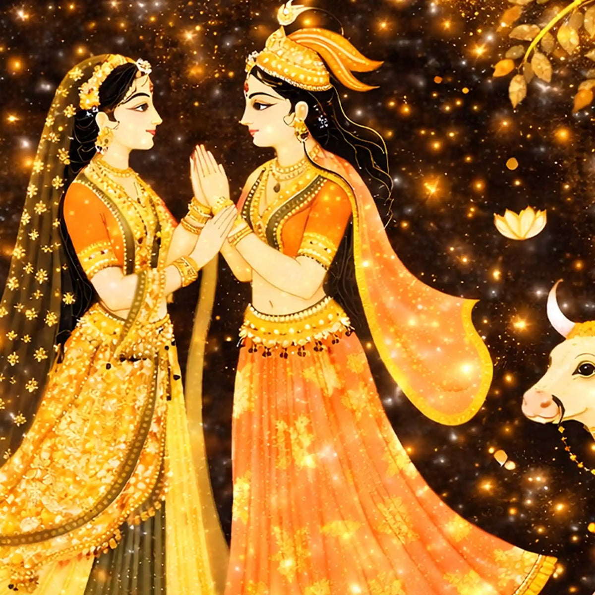 Spiritual Radha Krishna Artwork Crystal Glass Wall Painting