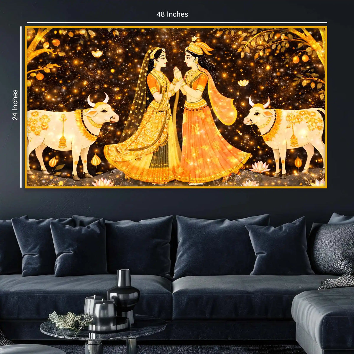 Spiritual Radha Krishna Artwork Crystal Glass Wall Painting