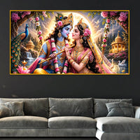 Spiritual Radha Krishna Crystal Glass Wall Painting