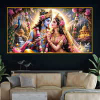 Spiritual Radha Krishna Crystal Glass Wall Painting