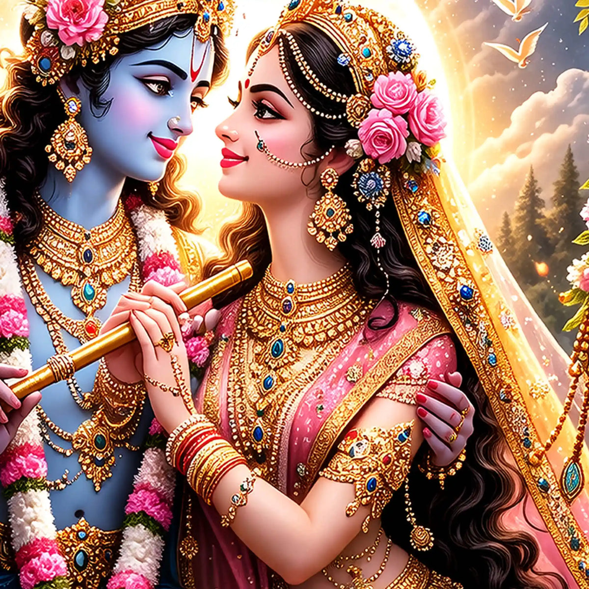 Spiritual Radha Krishna Crystal Glass Wall Painting