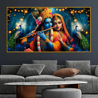 Spiritual Radha Krishna Floating Frame Crystal Wall Painting for Home