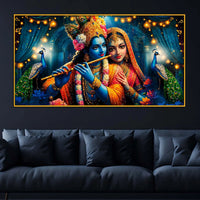 Spiritual Radha Krishna Floating Frame Crystal Wall Painting for Home