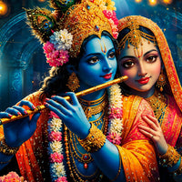Spiritual Radha Krishna Floating Frame Crystal Wall Painting for Home
