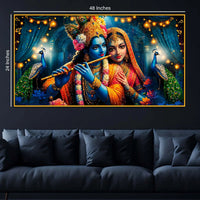 Spiritual Radha Krishna Floating Frame Crystal Wall Painting for Home