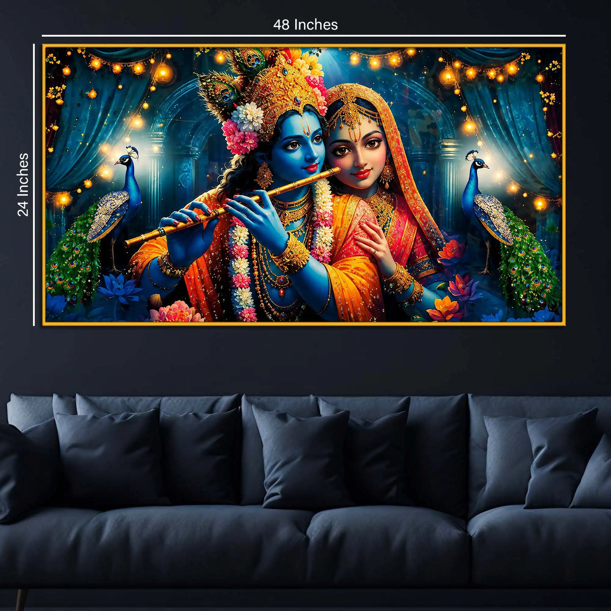 Spiritual Radha Krishna Floating Frame Crystal Wall Painting for Home