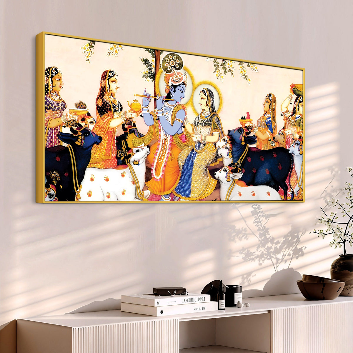 Spiritual Radha Krishna Traditional Pichwai Wall Painting