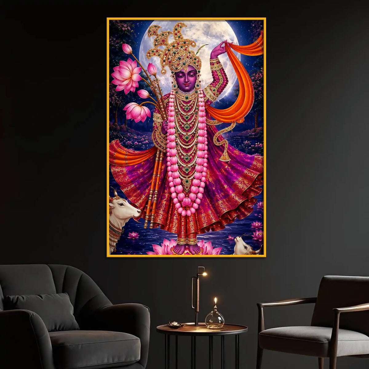 Spiritual Shree Krishna Floating Frame Crystal wall Painting