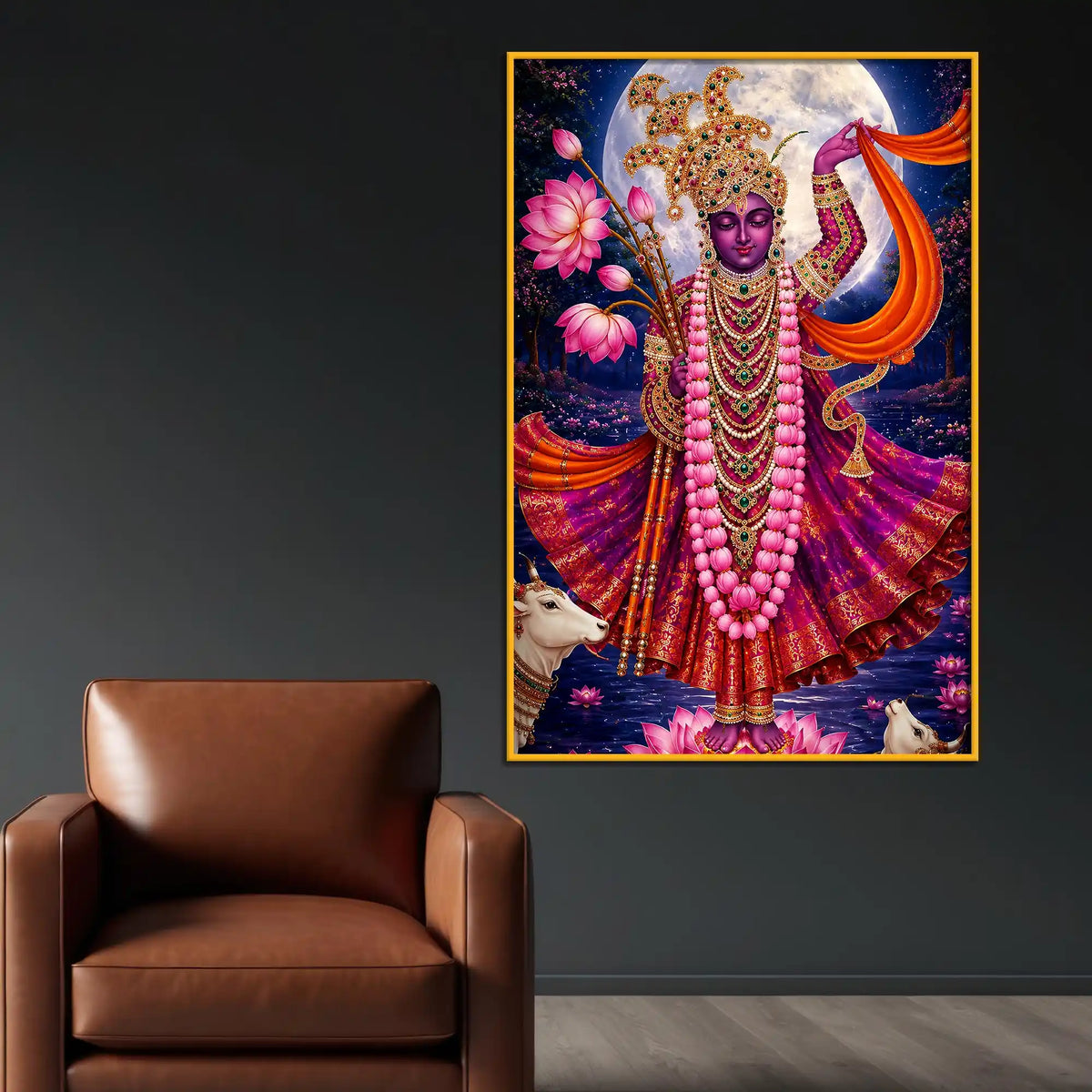 Spiritual Shree Krishna Floating Frame Crystal wall Painting